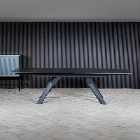 Atlanta Masa Dark Grey Sintered Stone Ceramic Top Extending Dining Table - Lifestyle