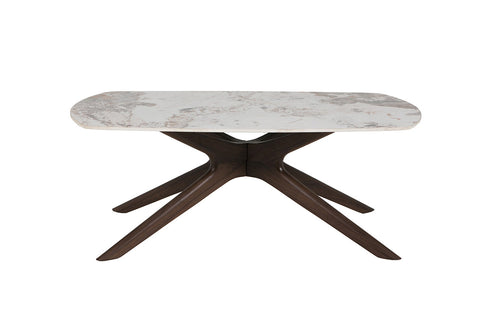 Aura Brown and White Sintered Stone Top Coffee Table, Matching Furniture Available - Close up of Design Image