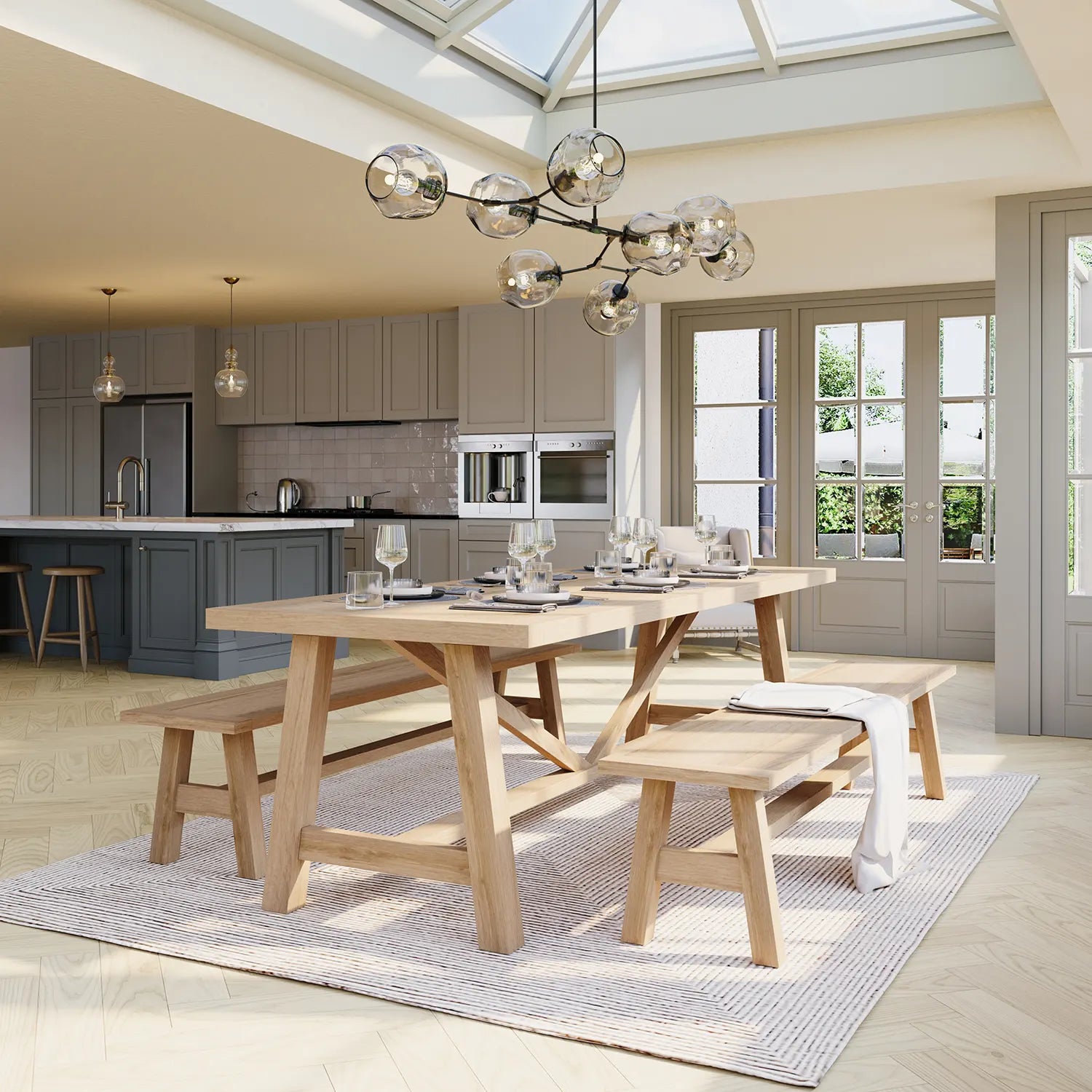 Arundel 2.2M Traditional Oak Dining Table Set