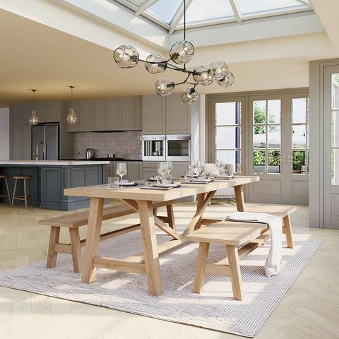 Arundel 2.2M Traditional Oak Dining Table Set with Bench