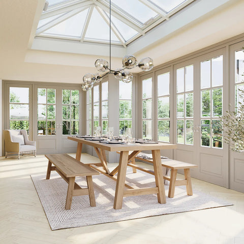 Arundel 2.2M Traditional Oak Dining Table Set - Lifestyle