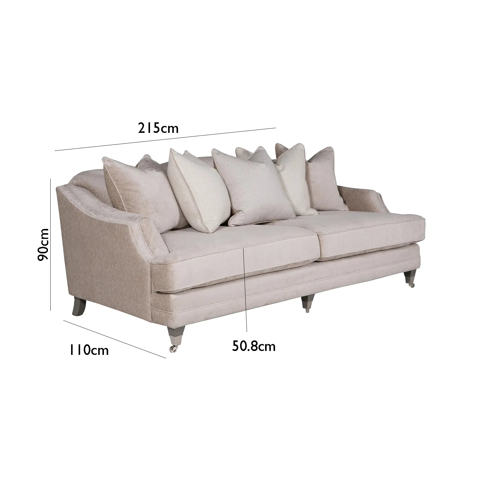 Belvedere Scatter Back Large 4 Seater Sofa - Mink