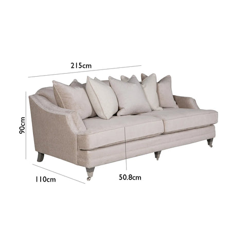 Belvedere Scatter Back Large 4 Seater Sofa - Mink