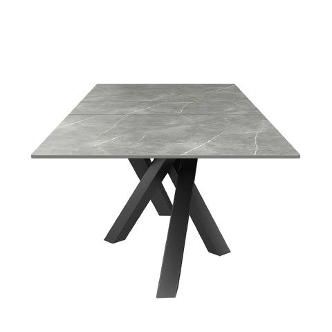 Brando Extending Dining Table 160-200cm Matt Grey Samurai Style - Head View