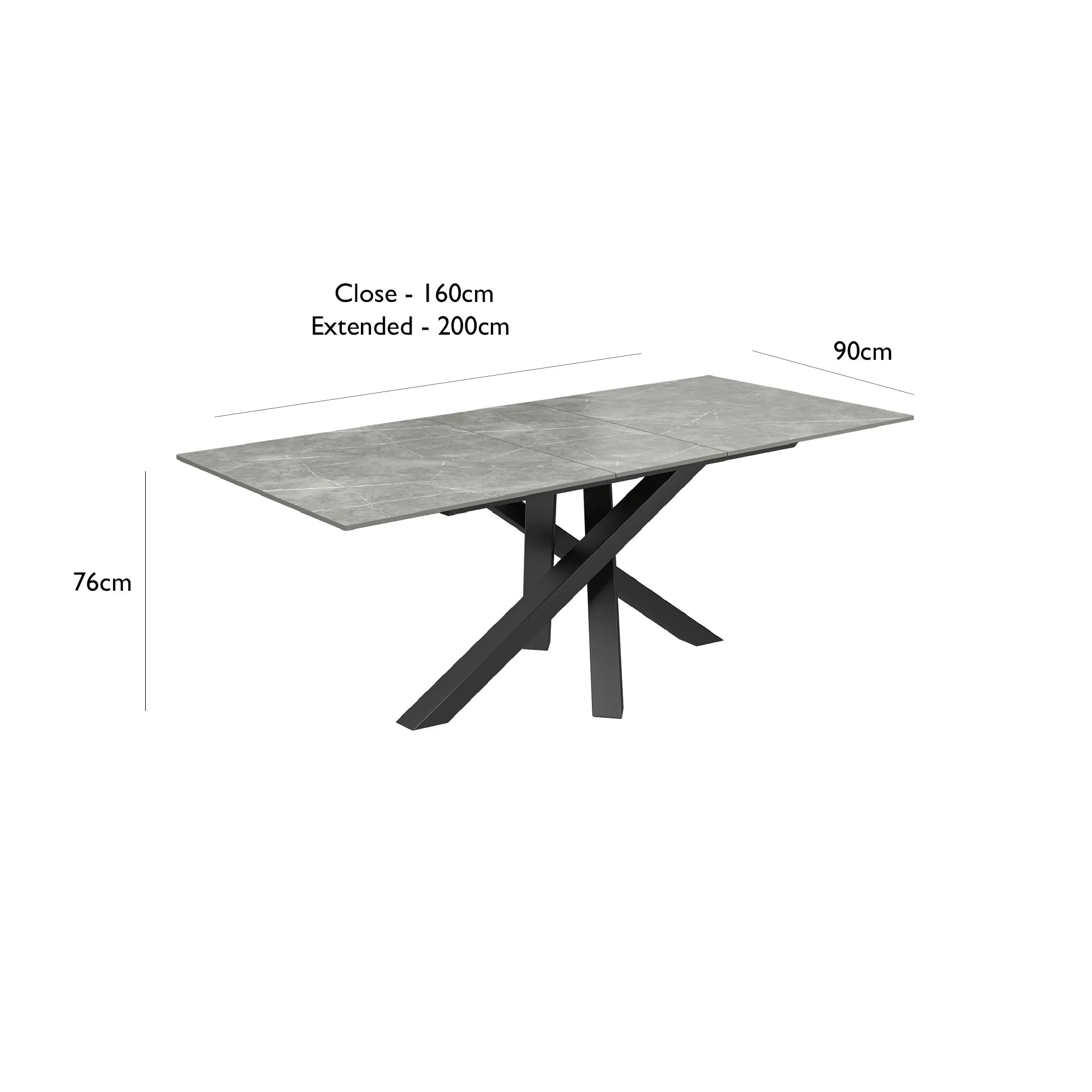 Samurai 160-200cm Matt Grey Extending Dining Table