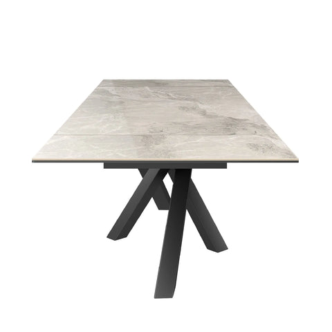 Samurai Extending Dining Table With Light Grey Ceramic top, Also Known as Brando Dining Table Double side extension - Head View