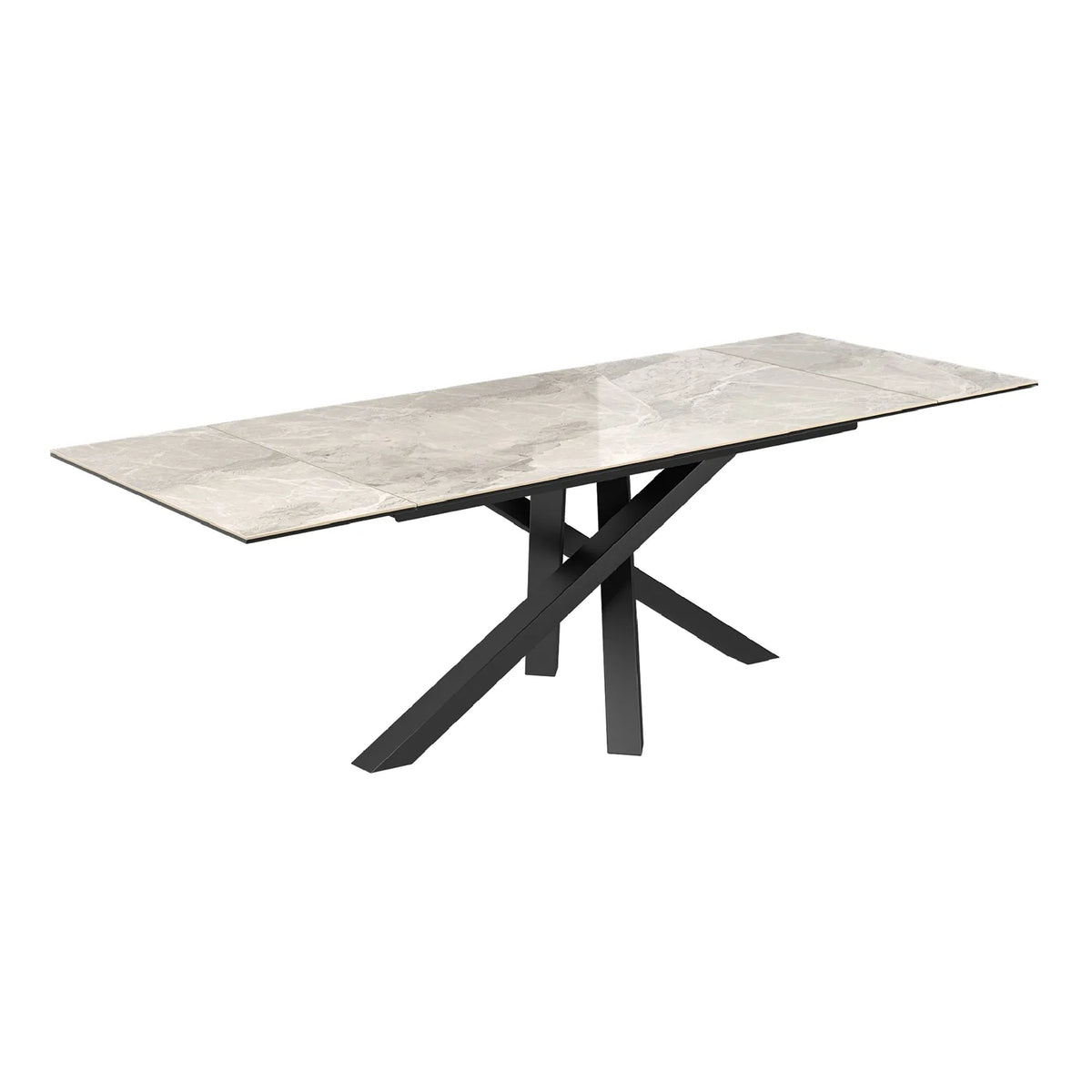 Samurai Extending Dining Table With Light Grey Ceramic top, Also Known as Brando Dining Table Double side extension - Extended