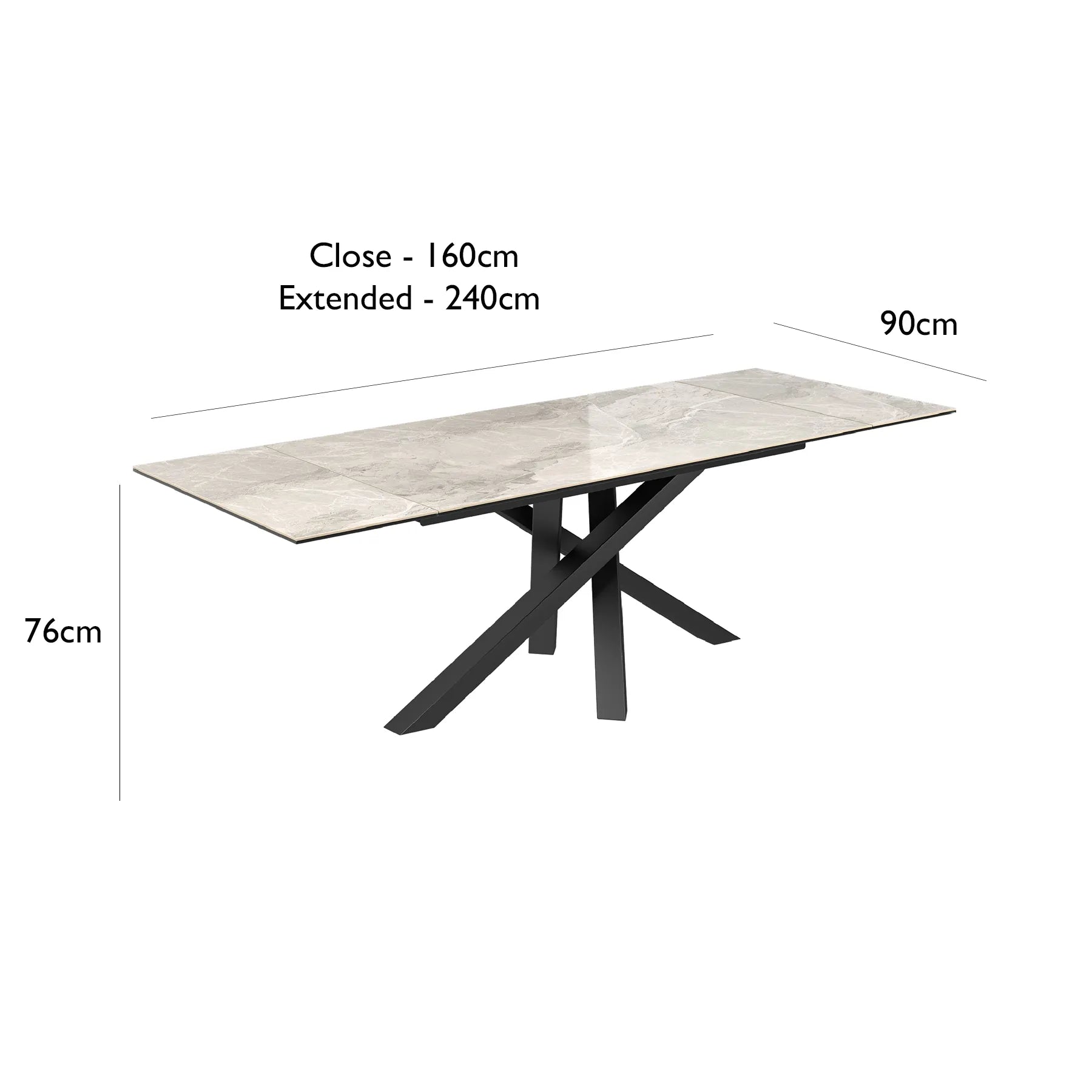 Samurai Extending Dining Table With Light Grey Ceramic top