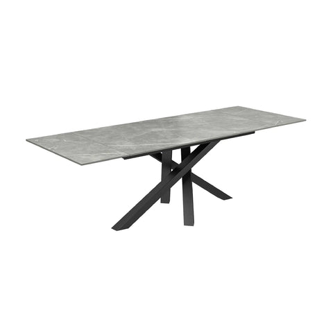 Samurai Matte Grey Extending Ceramic Dining Table Extended Angled View