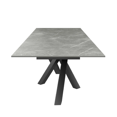 Samurai Matte Grey Extending Ceramic Dining Table And 4 Chairs - Head Side View