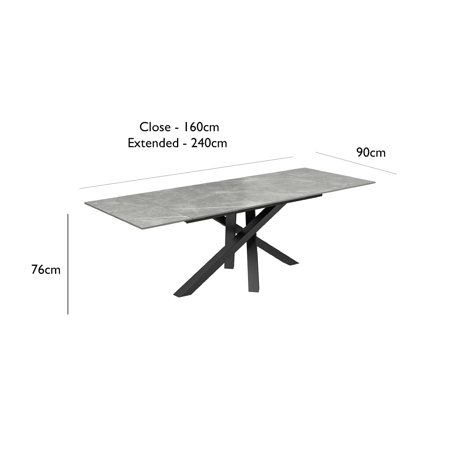 Samurai Extending Dining Table 160-240cm Matte Grey