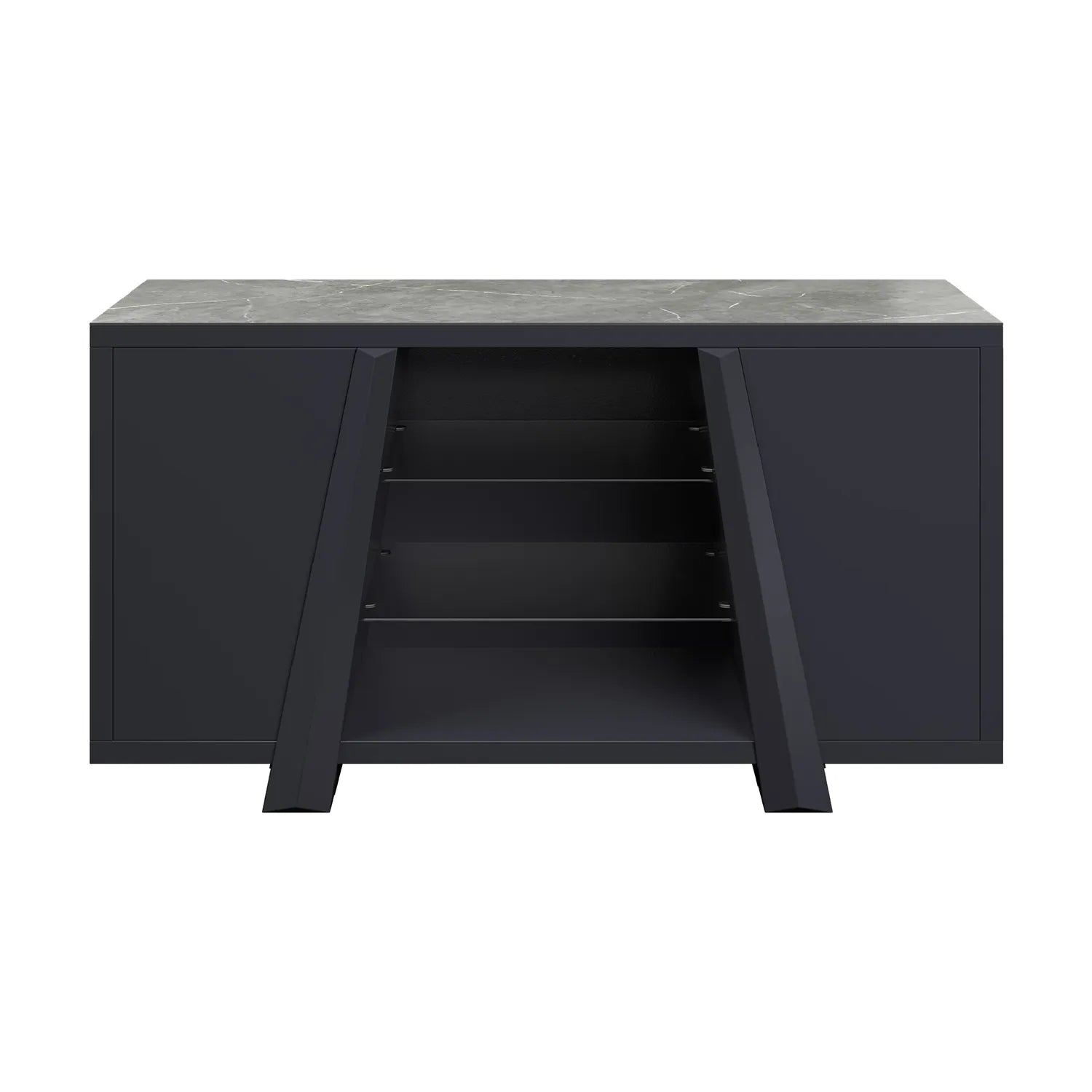 Samurai Sideboard with Matte Grey Stone Effect Ceramic Top