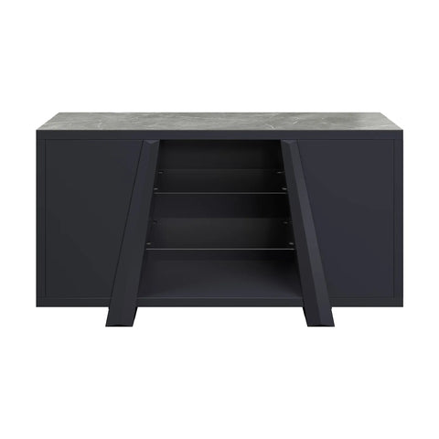 Samurai Sideboard with Matte Grey Stone Effect Ceramic Top - Front