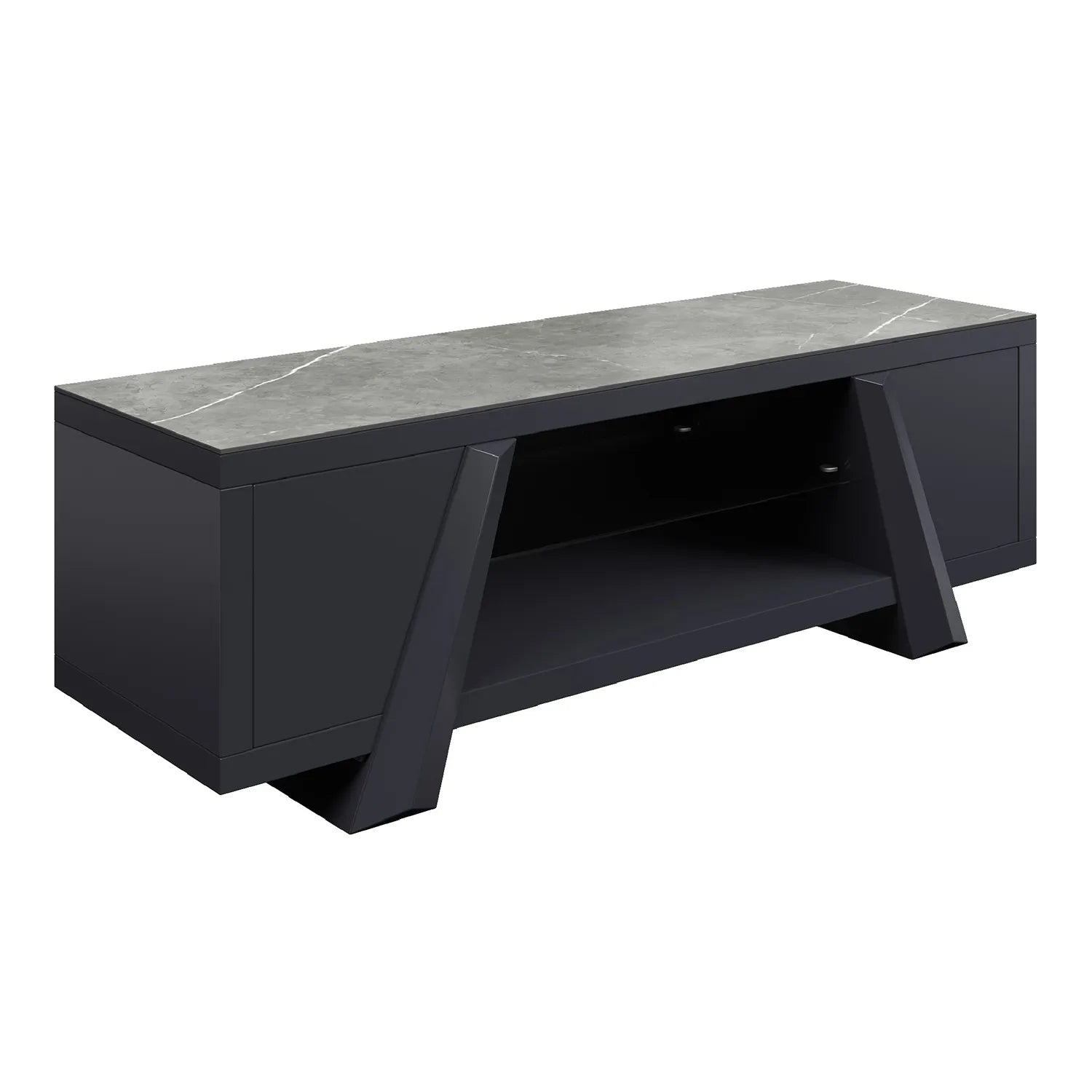 Samurai TV Unit with Matte Grey Stone Effect Ceramic Top