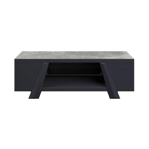 Samurai TV Unit with Matte Grey Stone Effect Ceramic Top - Front