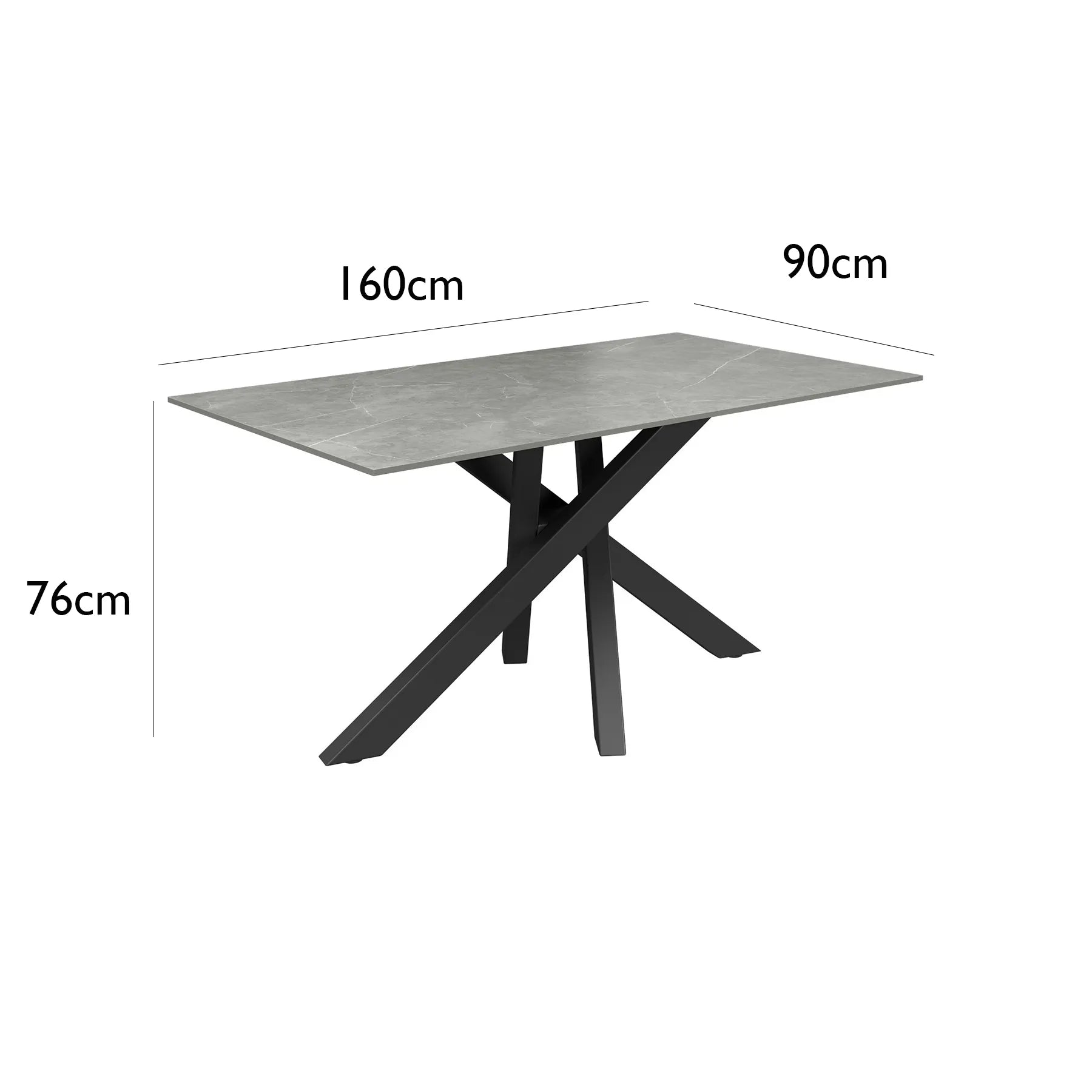 Samurai 1.6m Matte Grey Ceramic Top Dining Table