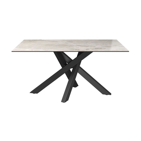 Brando 1.6M Light Grey high gloss Marble effect ceramic Top dining table with Black Metal Powder coated legs, if you looking for 4 Seater dining table or 6 seater dining table this is your best bet