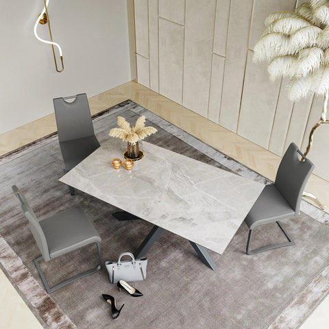 Samurai Grey Ceramic Dining Table With chairs set