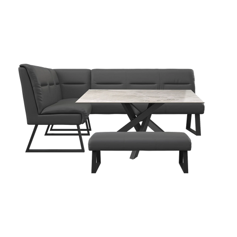 Samurai Grey Ceramic Dining Table With Corner Bench Set