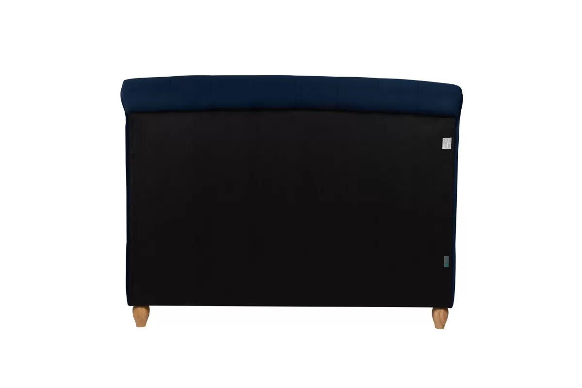 Bradley Midnight Blue Plush Velvet Fabric Bed