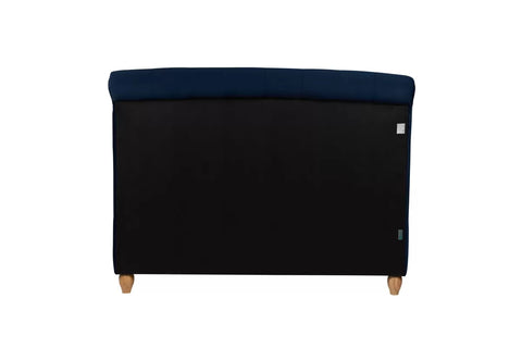 Bradley Bed: A chic and modern masterpiece in midnight blue fabric with a generously cushioned headboard. Sprung slatted base for ultimate comfort and impressive weight load capacity. Elevate your bedroom with luxury and sophistication. - 004