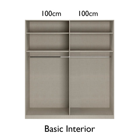 Larisa Graphite & Atlantic Oak Hinged 4 Door Wardrobe, also available in Champagne - Interior