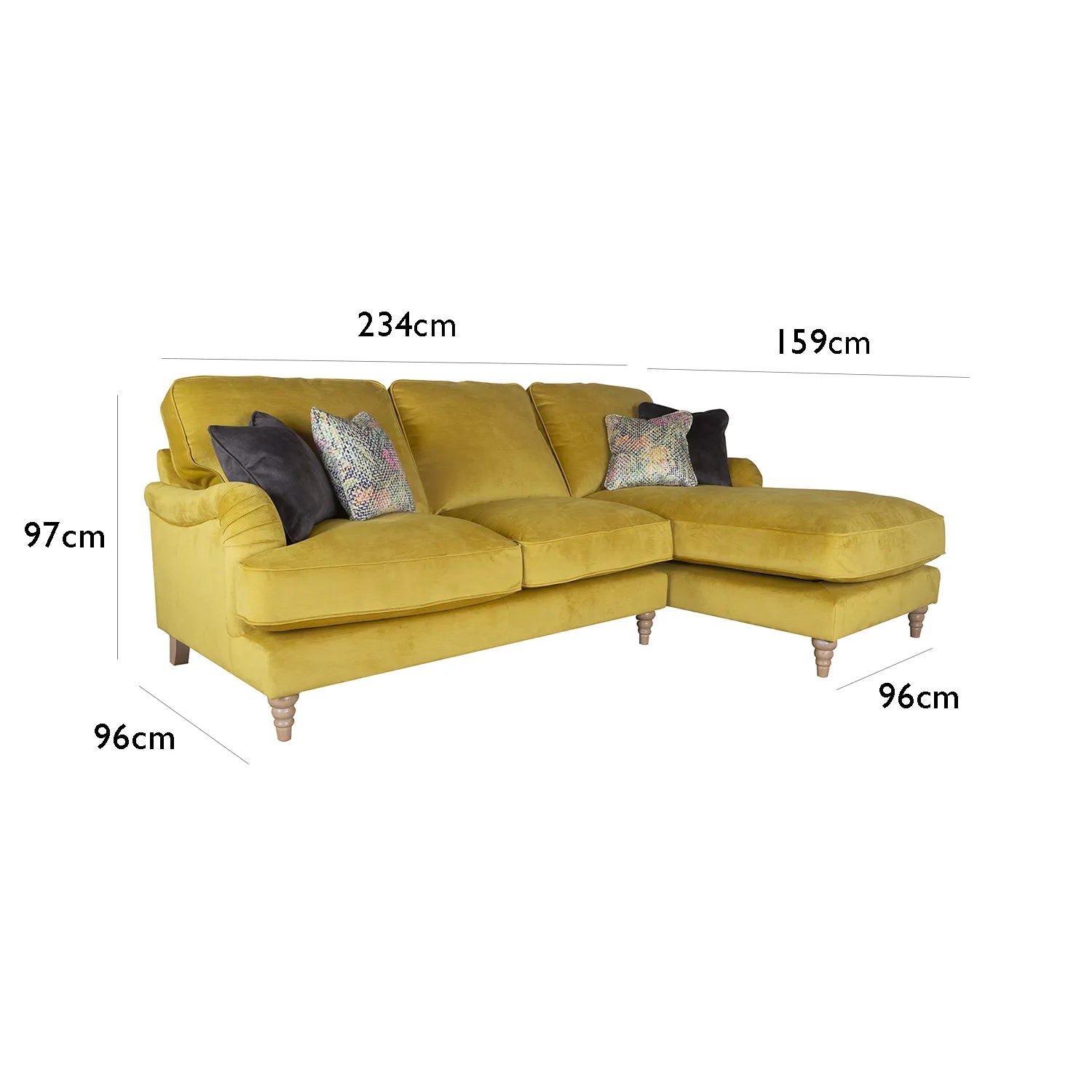 Wallace Jedi Fabric 3 Seater Chaise Sofa