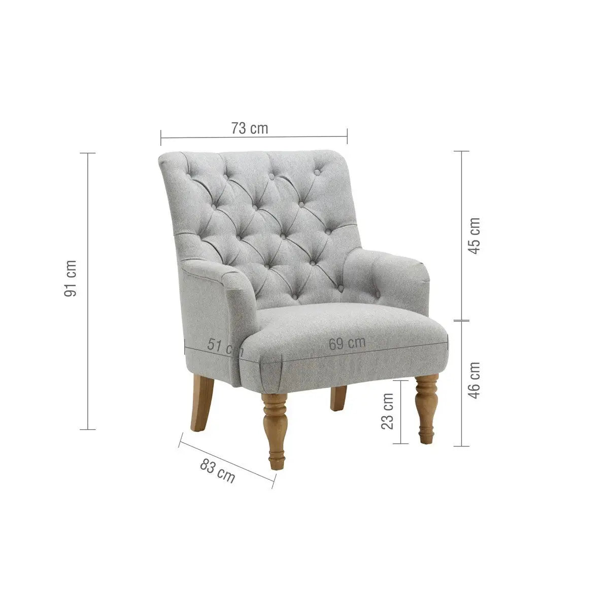 Becky Occasional Grey Fabric Button Back Occasional Chair