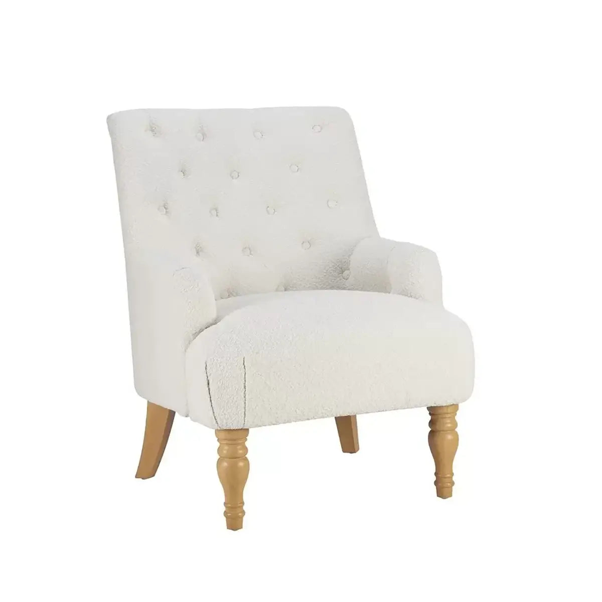 Becky Occasional White Boucle Fabric Button Back Occasional Chair