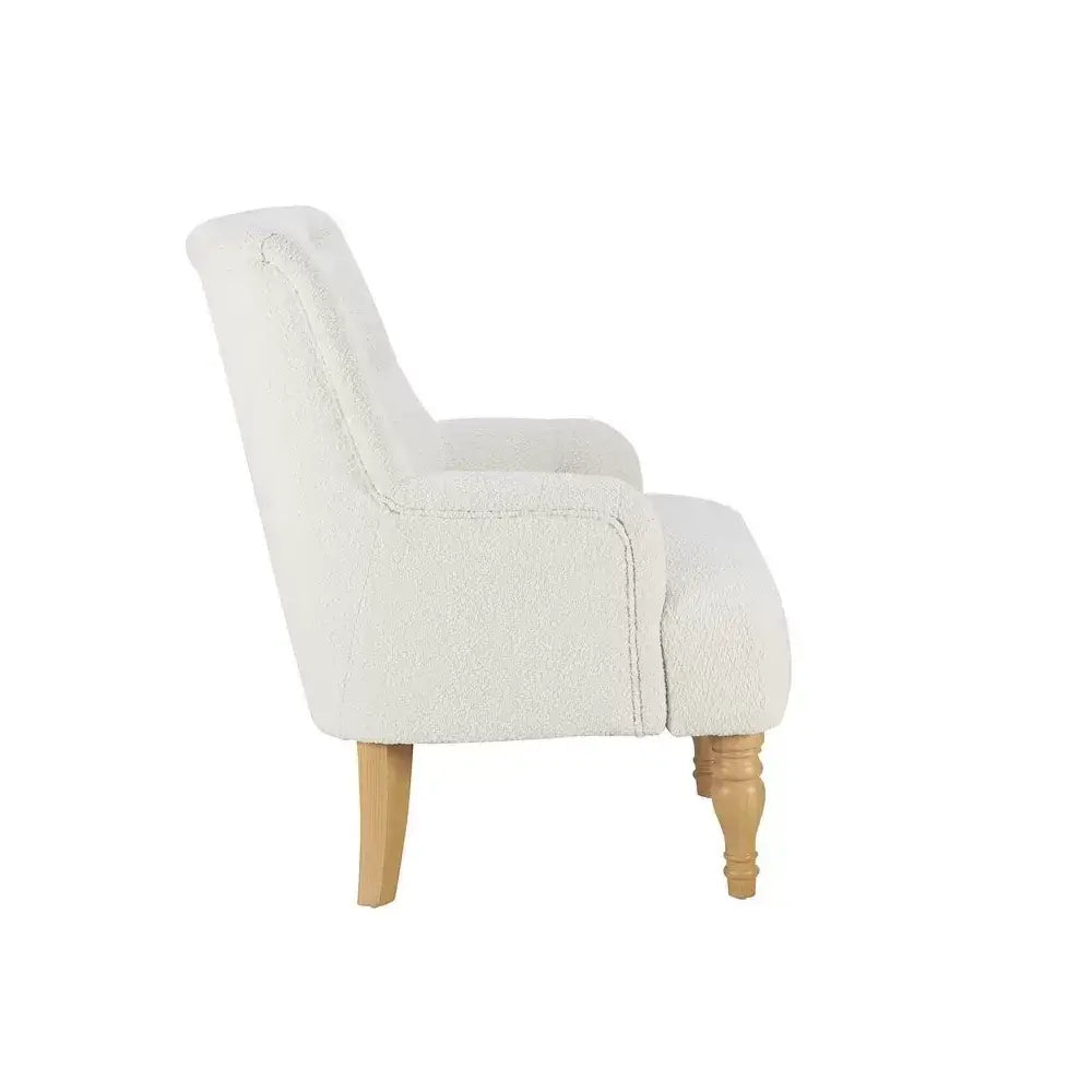 Becky Occasional White Boucle Fabric Button Back Occasional Chair