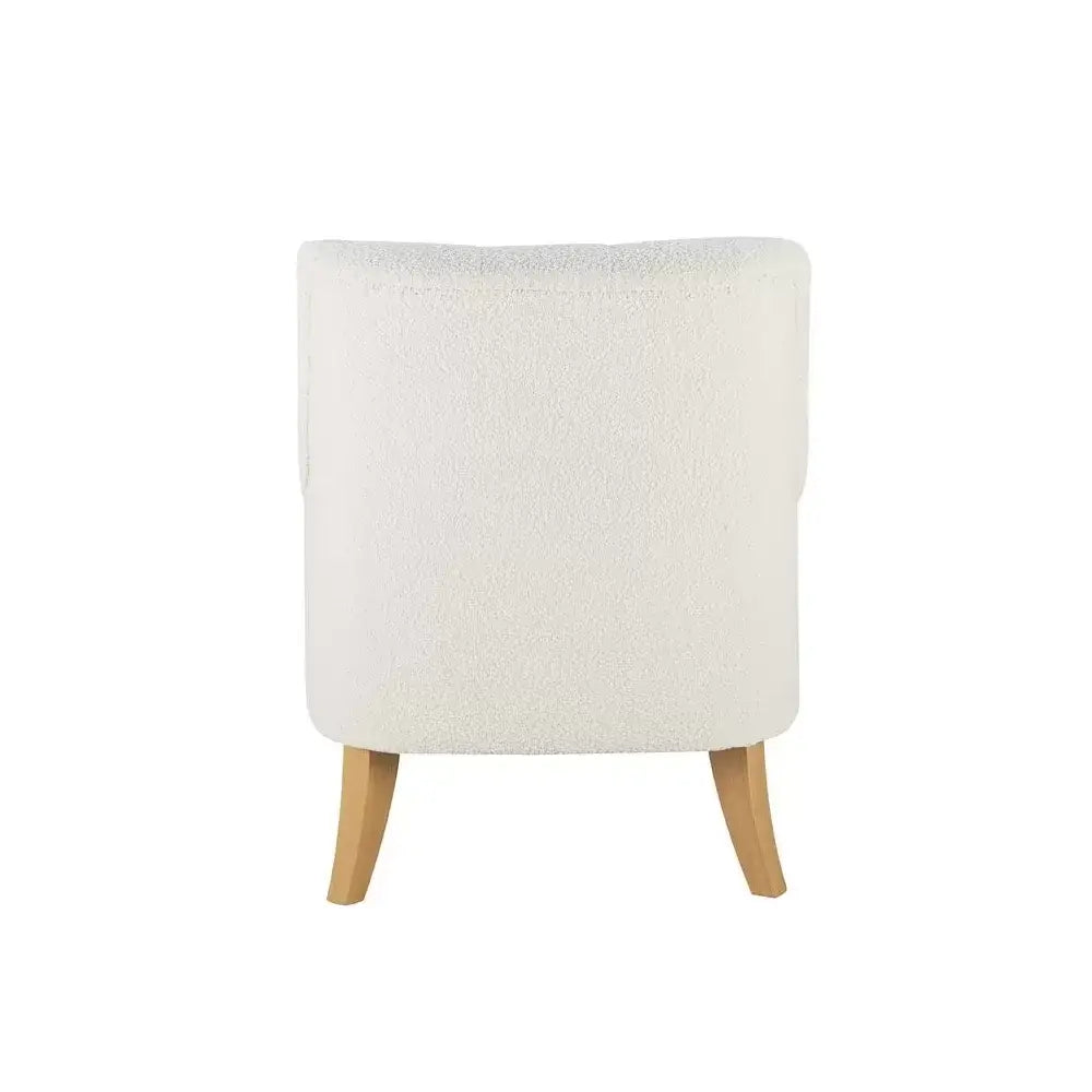 Becky Occasional White Boucle Fabric Button Back Occasional Chair