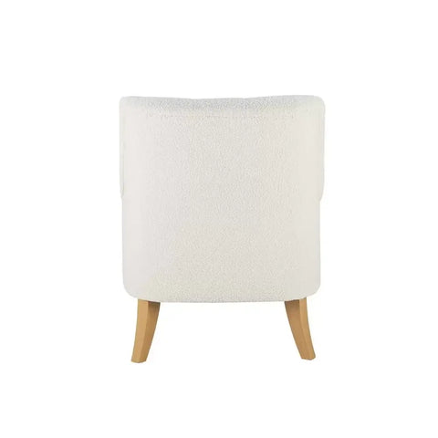 Becky Occasional White Boucle Fabric Button Back Occasional Chair - Back View 