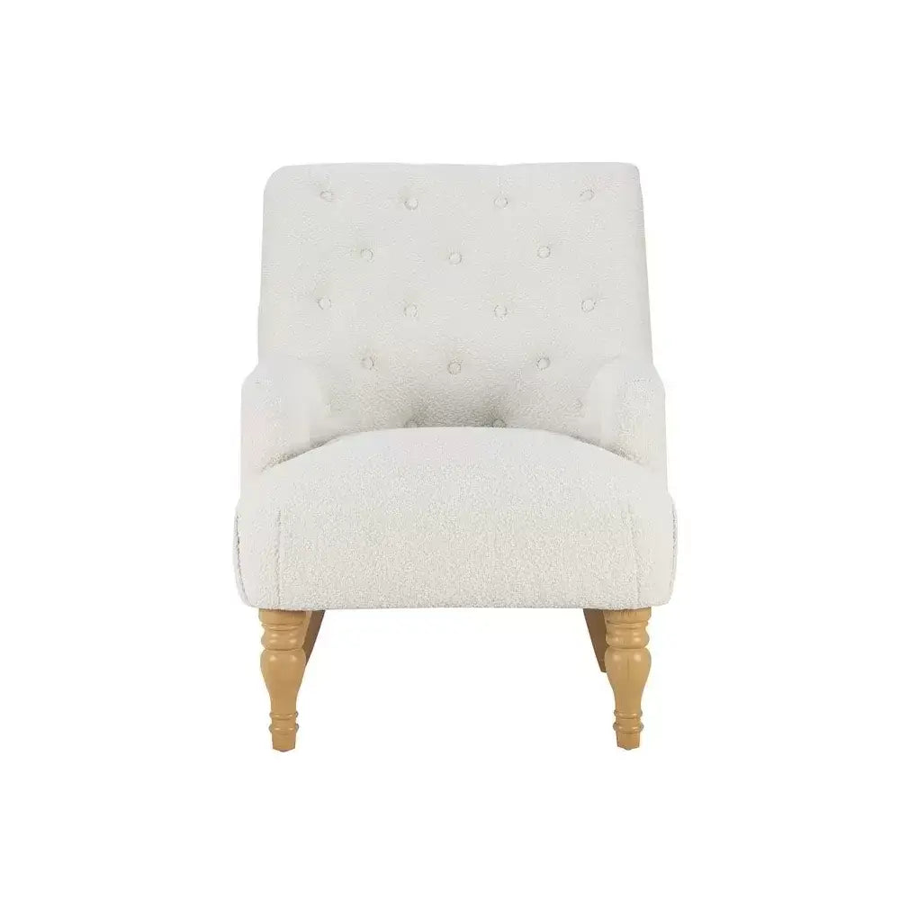 Becky Occasional White Boucle Fabric Button Back Occasional Chair