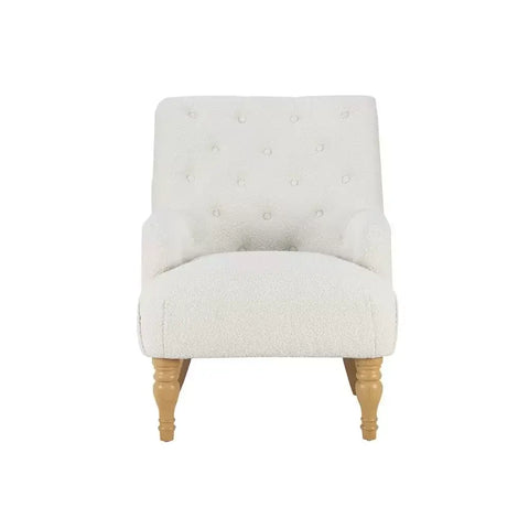 Becky Occasional White Boucle Fabric Button Back Occasional Chair - Front View 