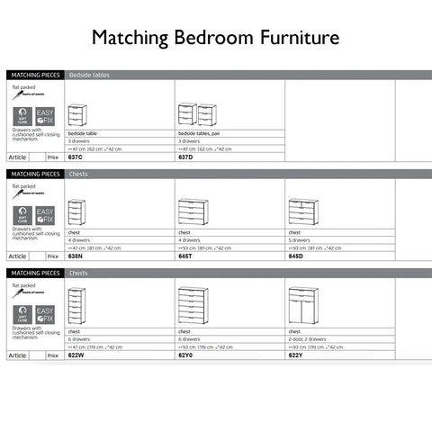 Rauch Elon White Sliding Door Wardrobe ith Drawers & Mirror Width and Matching Bedside Table and Drawer Chests