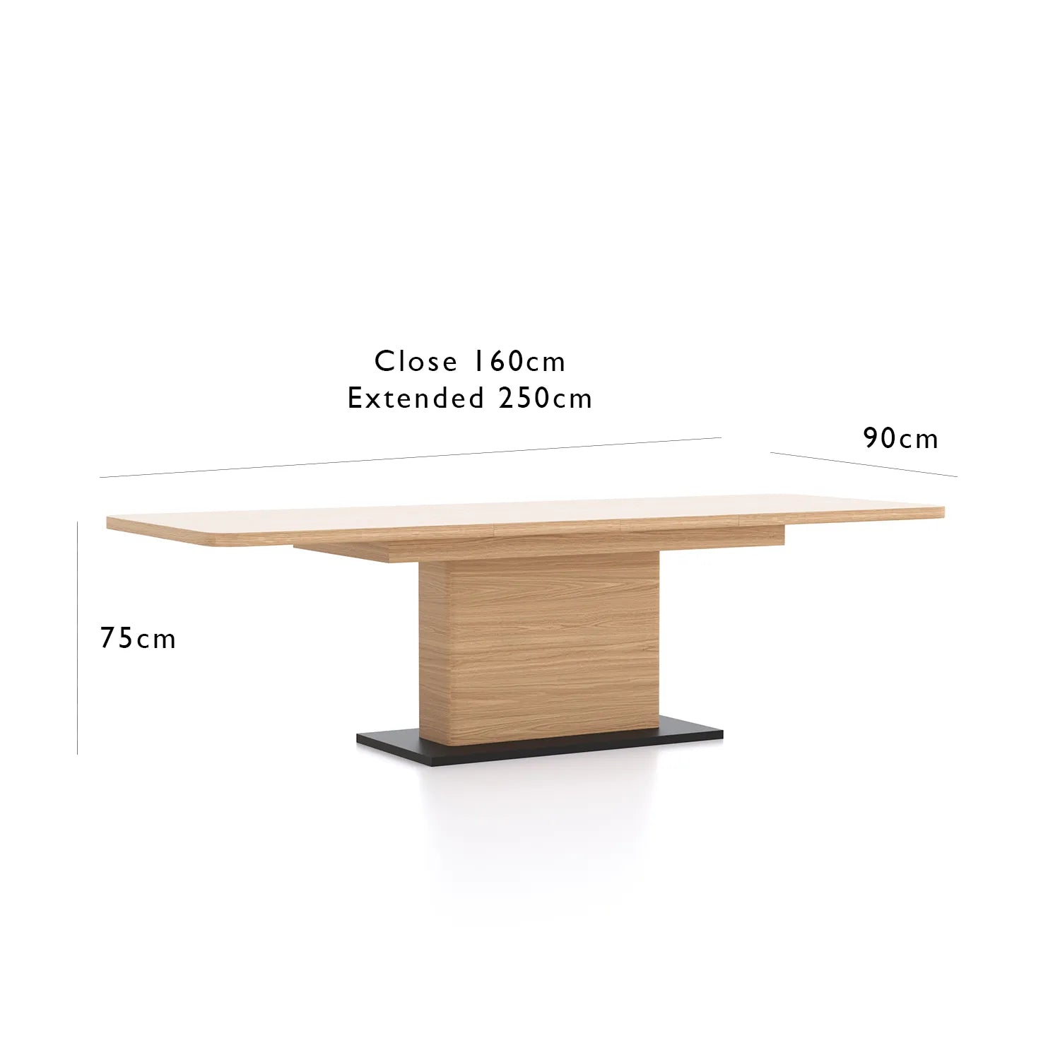 Prime 1.6M Double Extending Black Oak Dining Table