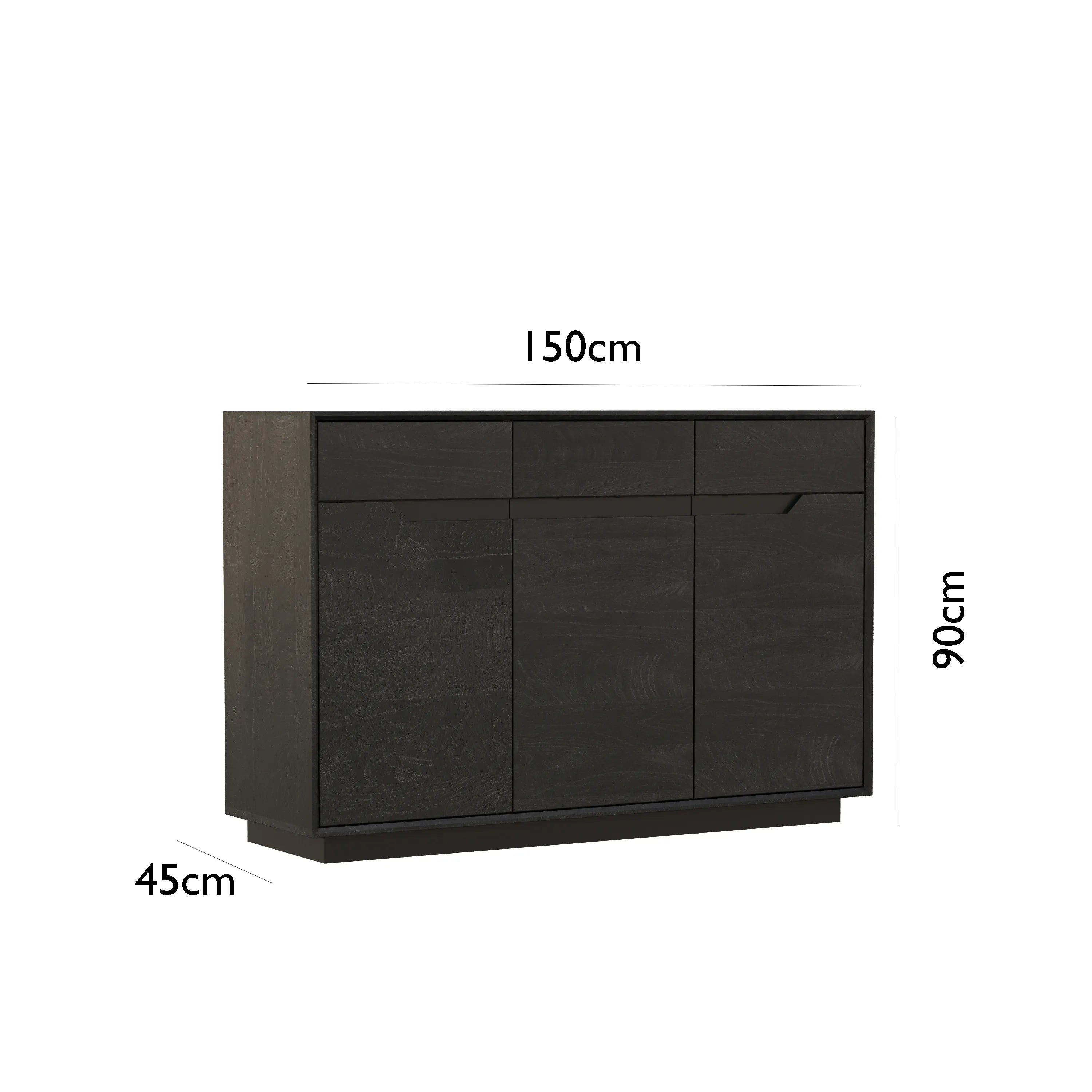 Prime 3 Door Sideboard in Black Oak