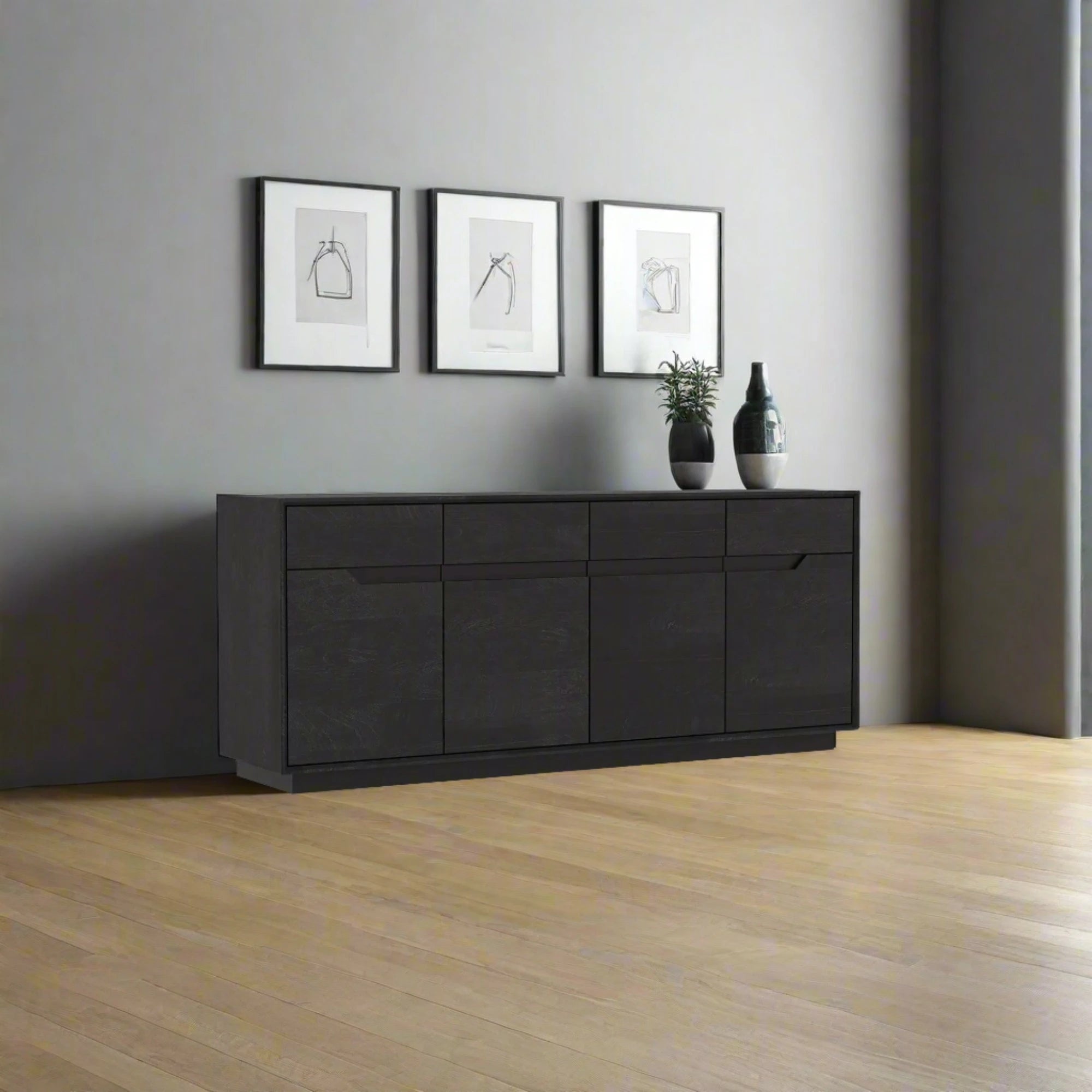 Prime Large 4-Door Sideboard in Black Oak