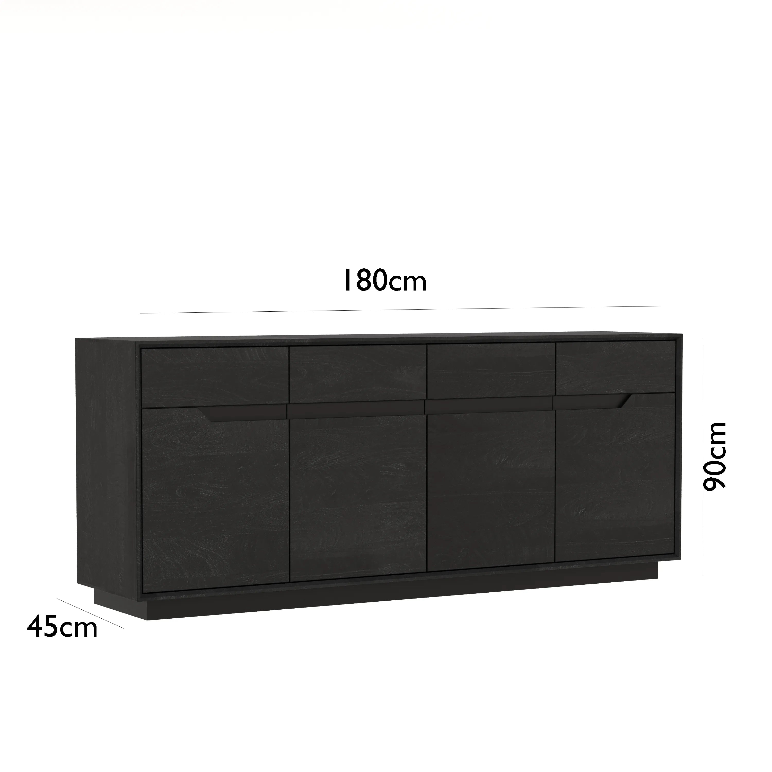 Prime Large 4-Door Sideboard in Black Oak