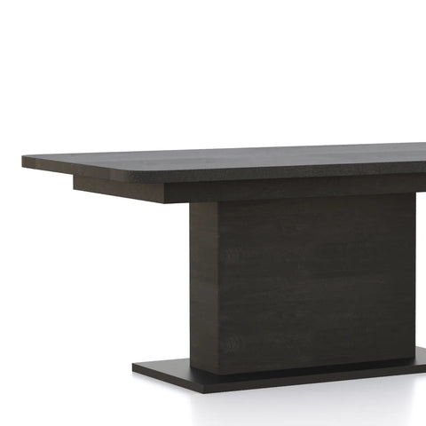 Prime 1.6M Double Extending Black Oak Dining Table, matching furniture also available - Close Up of Dining Table 