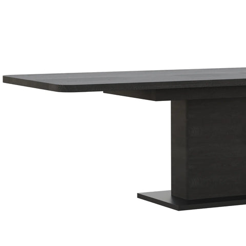 Prime 1.6M Double Extending Black Oak Dining Table, matching furniture also available - Corner of Table Close Up