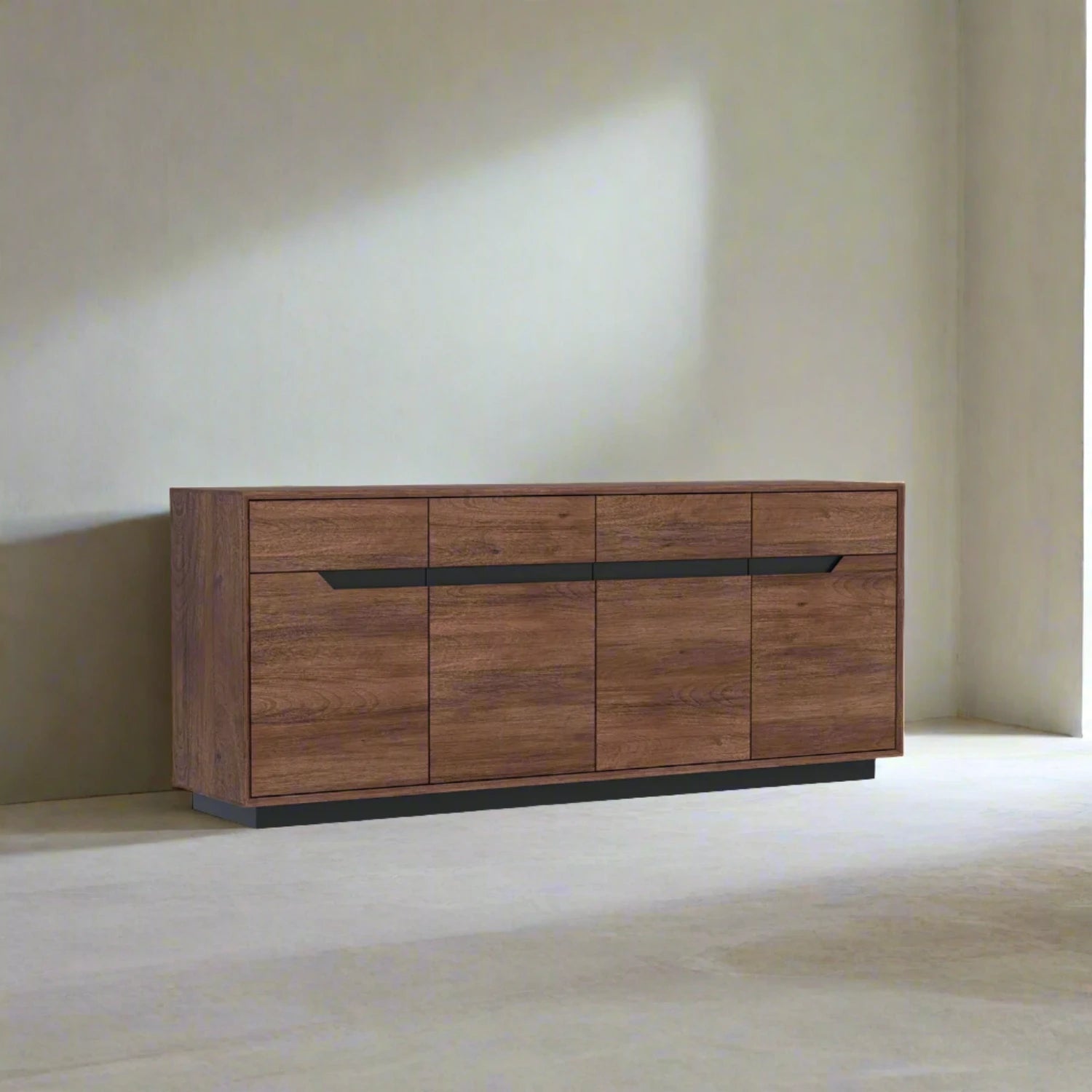 Prime Large 4-Door Sideboard in Black Oak, also available in White Oak and Smoked Oak - Lifestyle Image