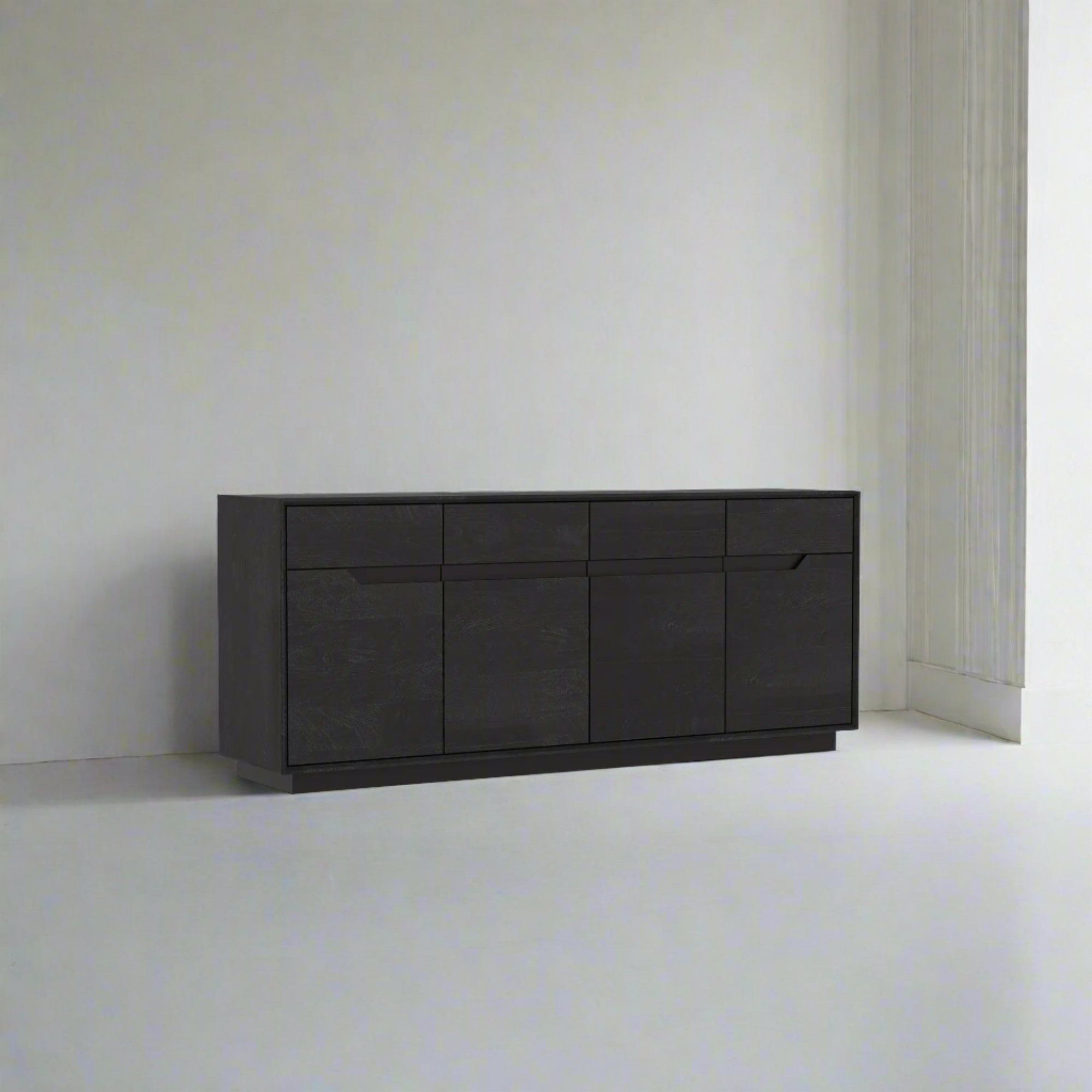 Prime Large 4-Door Sideboard in Black Oak, also available in White Oak and Smoked Oak - 4 Door Sideboard