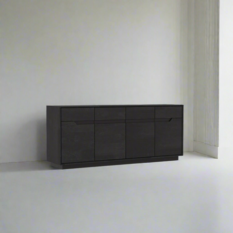 Prime Large 4-Door Sideboard in Black Oak, also available in White Oak and Smoked Oak - 4 Door Sideboard