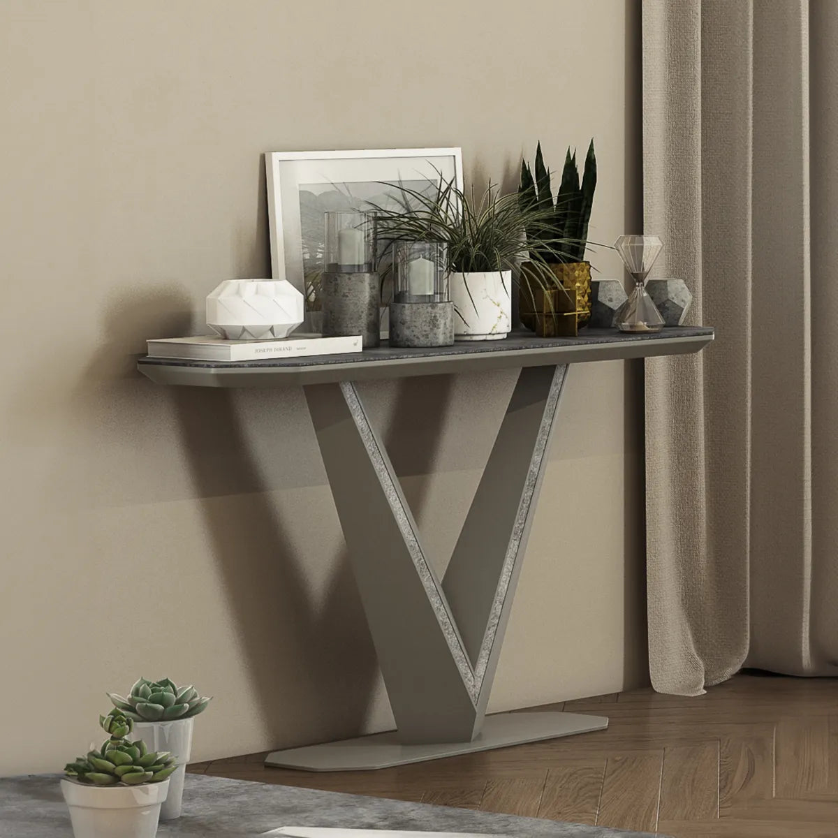 Bella Grey Slate Ceramic Console Table