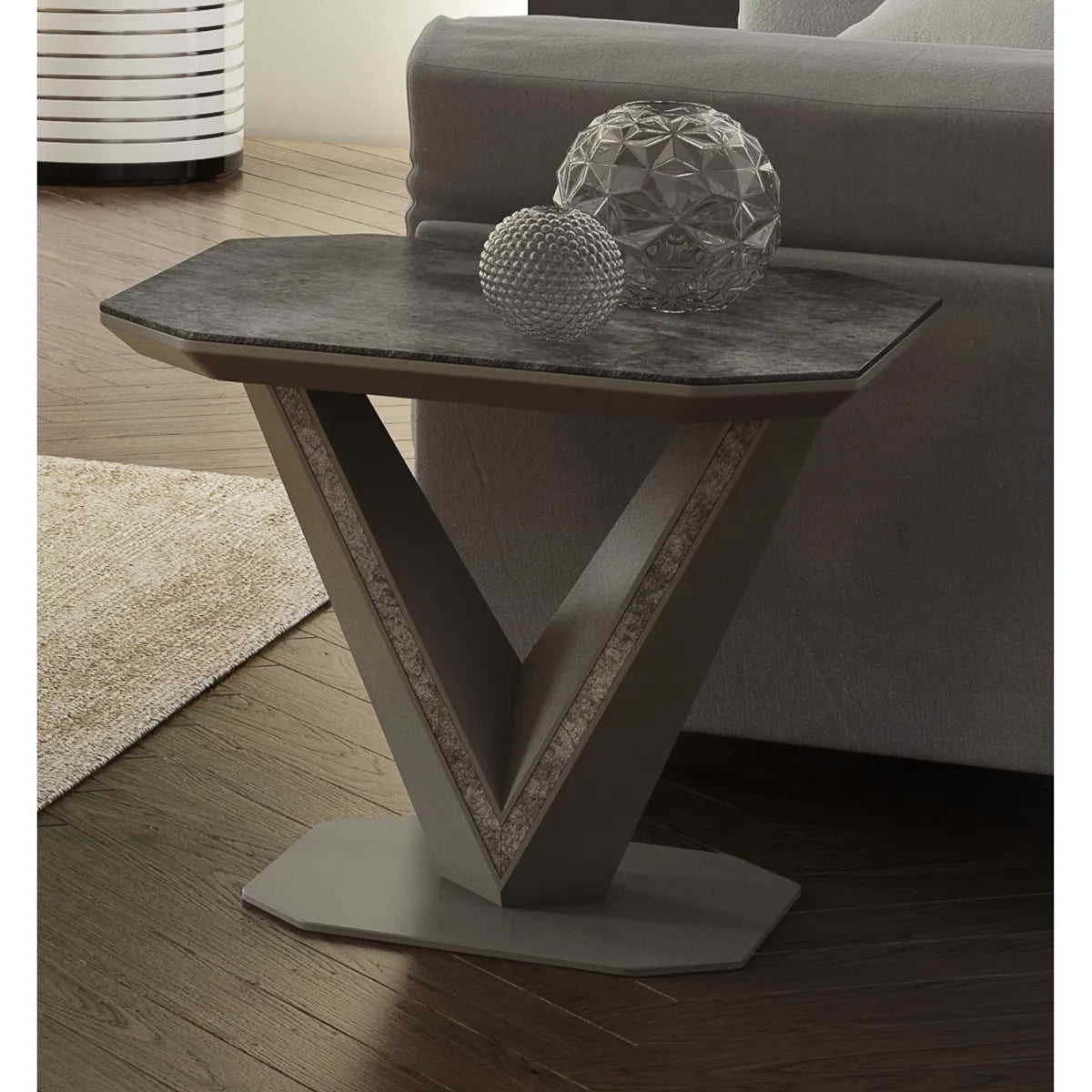 Bella Grey Slate Ceramic Side Table