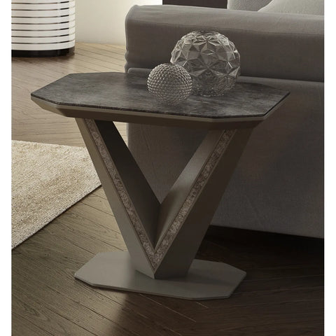 Bellagio Grey Slate Ceramic Side Table - Lifestyle