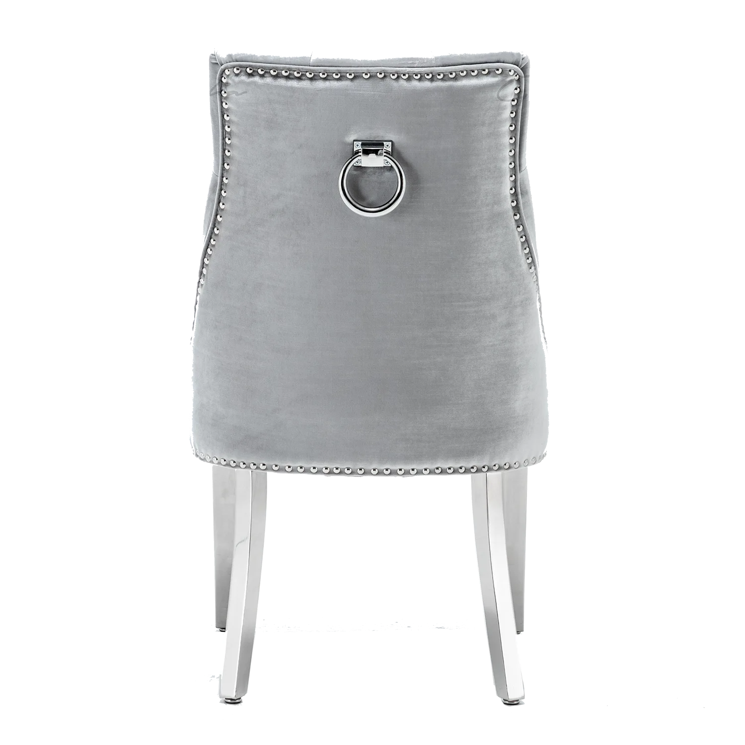 Belvedere Ring Knocker back Shimmer Silver Dining Chairs - Set of 4