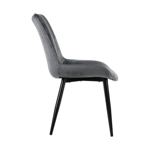 Roco Grey Plush Velvet Fabric Dining Chairs