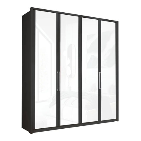 Wiemann Berlin White Glass Front 200cm Wide 4 Door wardrobe